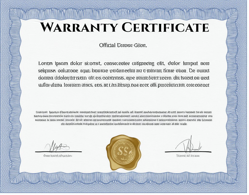 Lifetime warranty certificate