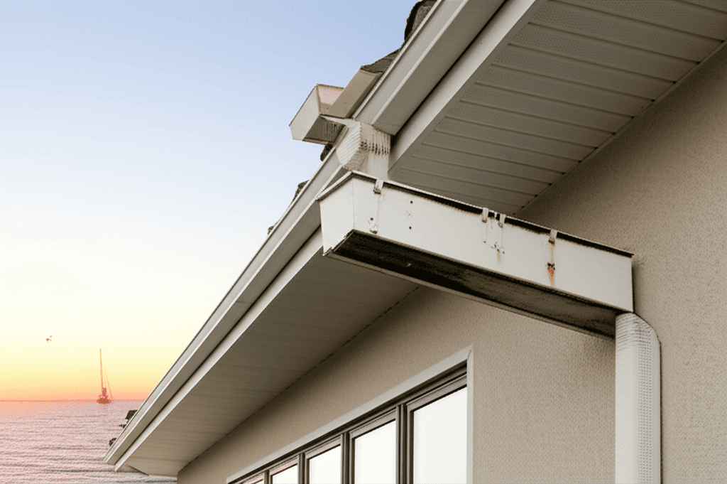 Expensive home with structural gutter damage