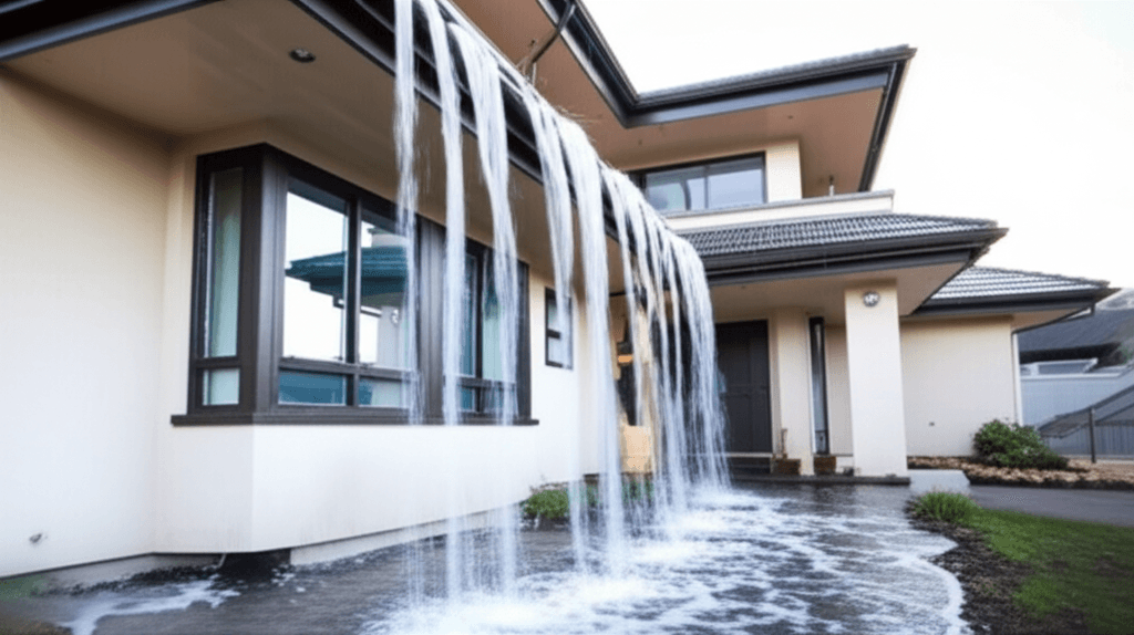 Flooded luxury home from gutter overflow